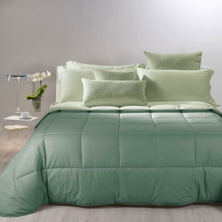 Copertura per letto in cotone Jade, 170x265 cm, imbottita, per letto singolo