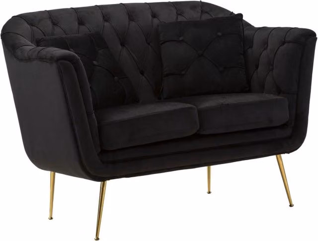 Divanetto Budapest Vikasa Home in ferro e tessuto nero L: 130 cm, P: 83 cm, H: 91 cm
