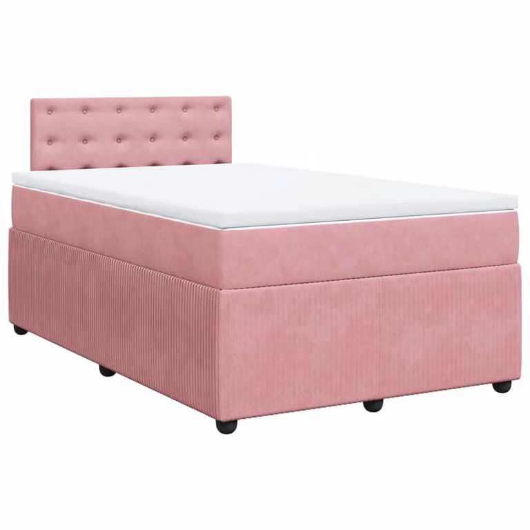 Giroletto a Molle con Materasso Rosa 120x200 cm in Velluto