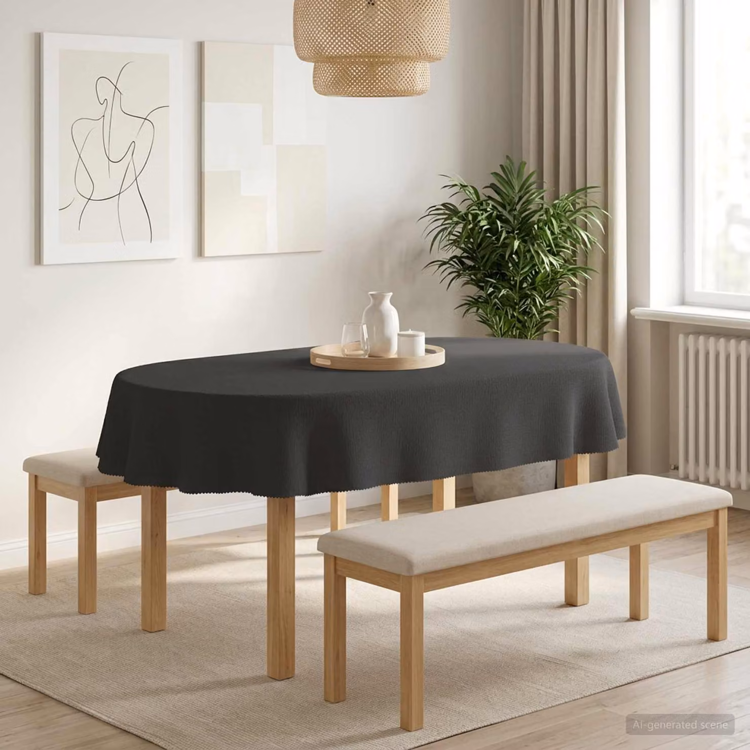 Tovaglia da Tavolo Ovale vidaXL Grigio Antracite, Lavabile in Lavatrice, Idrorepellente e Antitaccha, L: 160 cm x P: 220 cm