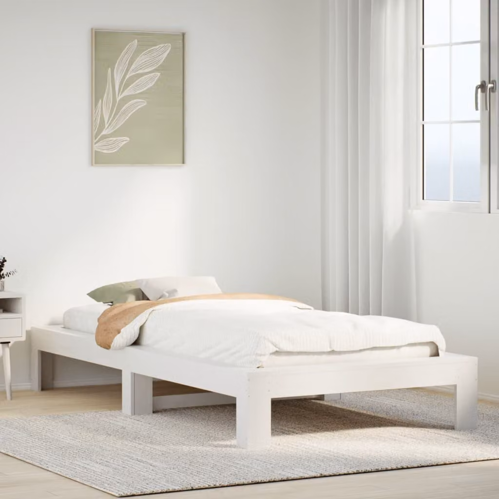 vidaXL Giroletto in legno massello di pino bianco con doghe piatte L/P: 200 x 100 cm – 1