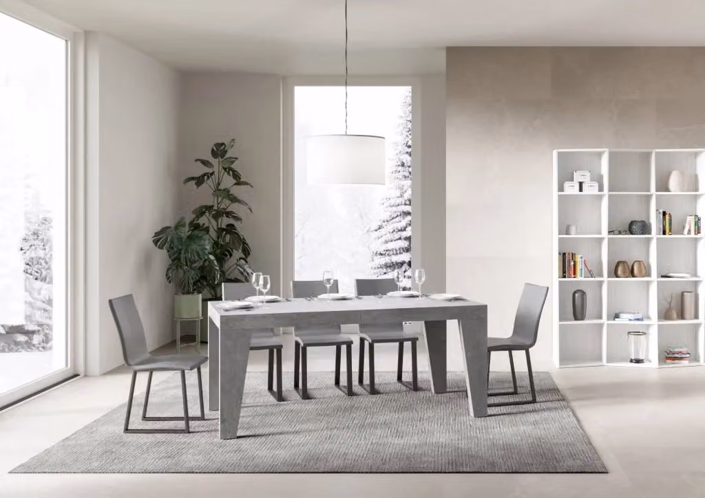 Tavolo rettangolare allungabile GIORDANOSHOP moderno grigio L/P/H: 180-440 x 90 x 77 cm – 2