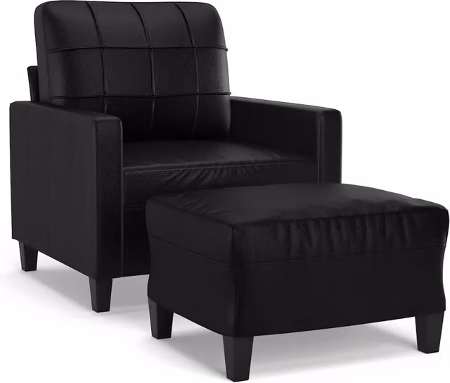 Poltrona | Sedia Relax con Poggiapiedi Nero 60 cm in Similpelle