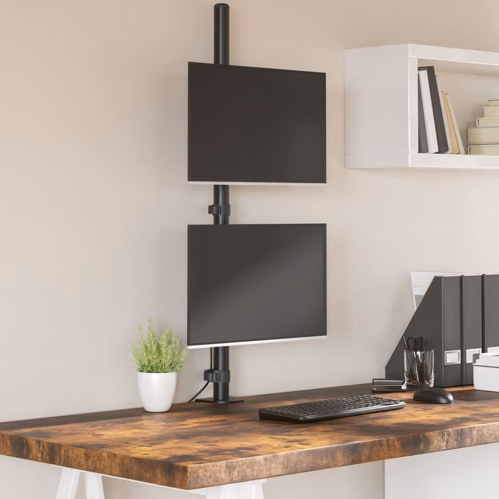 vidaXL Supporto per Doppio Monitor in Acciaio Nero VESA 75x75 mm