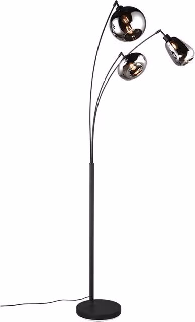 Piantana ad arco 3 diffusori, metallo, nero e fumé, H 200 cm, Lumina