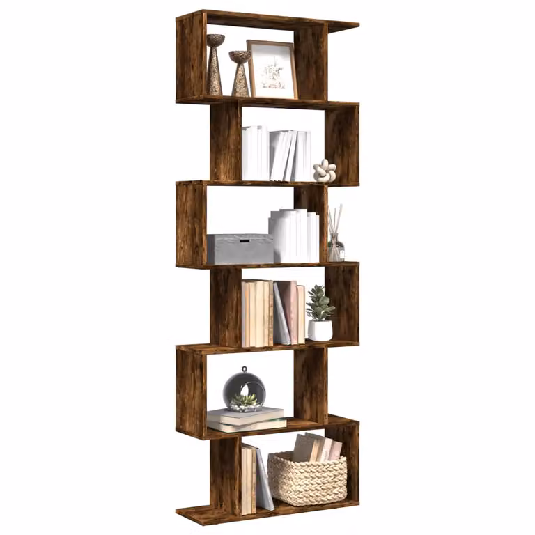 Libreria vidaXL con 6 Ripiani in MDF, Colore Rovere Fumo, L 70 cm x P 24 cm x H 193 cm