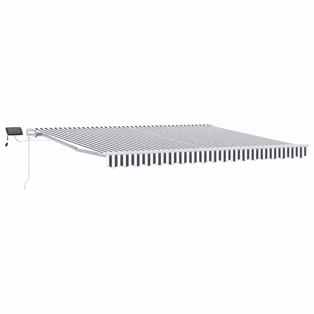 vidaXL Tenda retrattile con bracci pieghevoli e illuminazione LED in alluminio e poliestere, Antracite e Bianco, L: 400 cm, P: 300 cm – 2