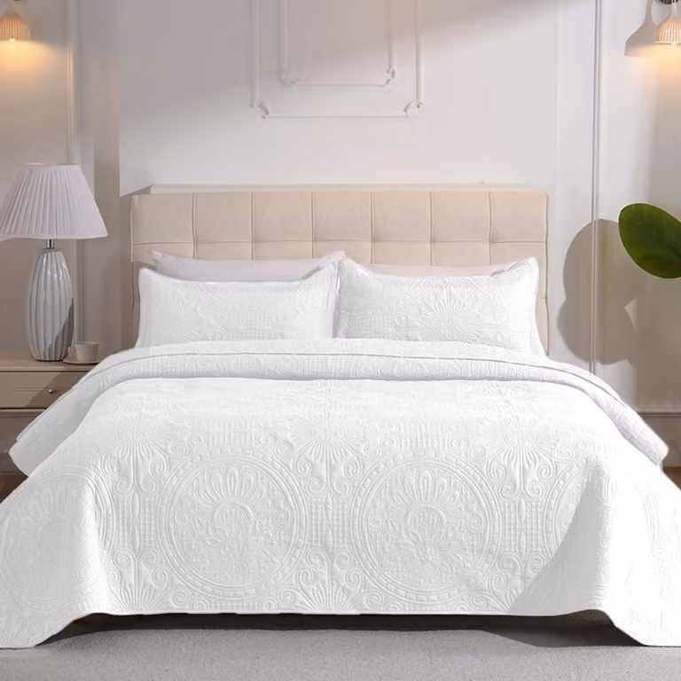 Omgoods - Copripiumino e coperta  240 x 260 cm, colore bianco