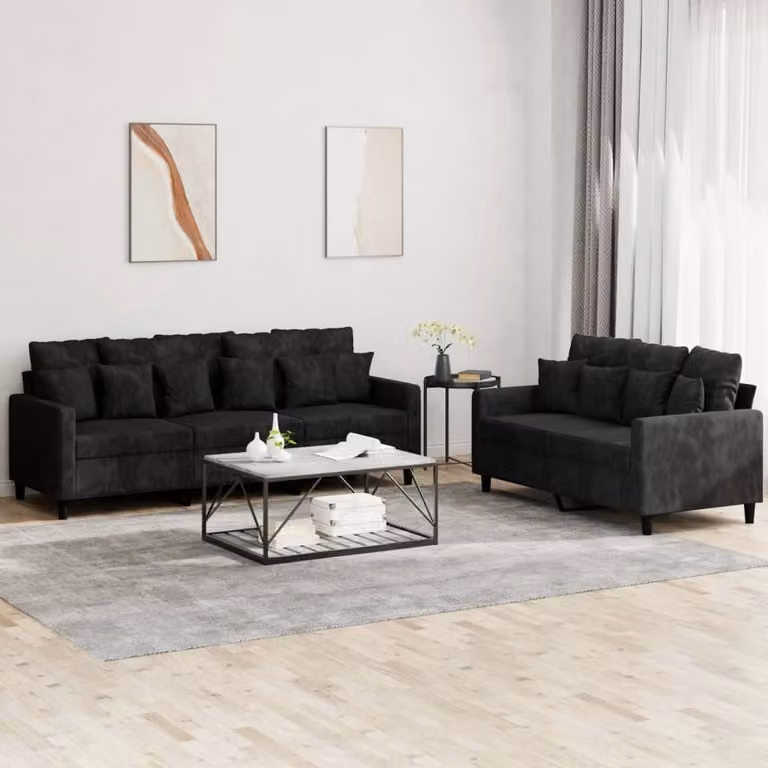 Maison Exclusive - Set divano a 2 posti con cuscini in velluto nero