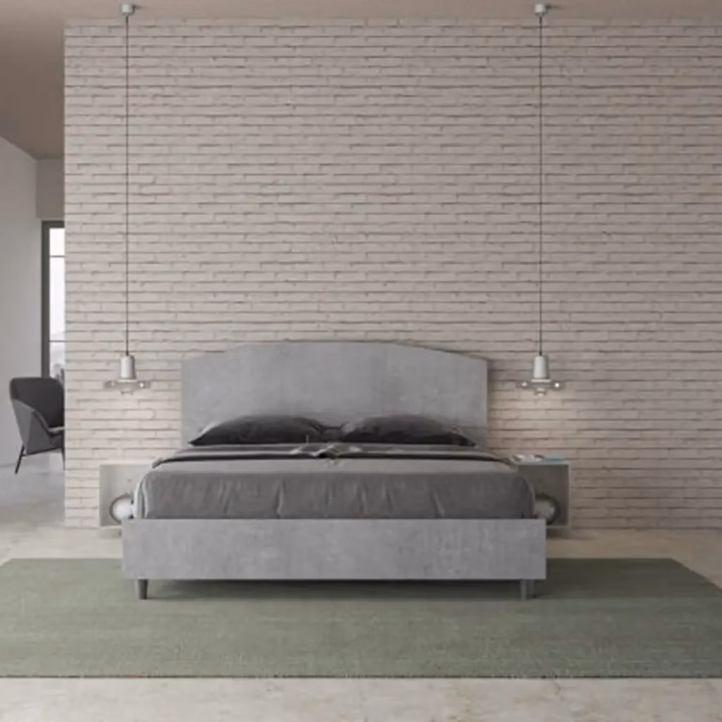 Letto matrimoniale Ityhome Dora colore grigio L 160 cm x P 200 cm x H 114 cm – 2