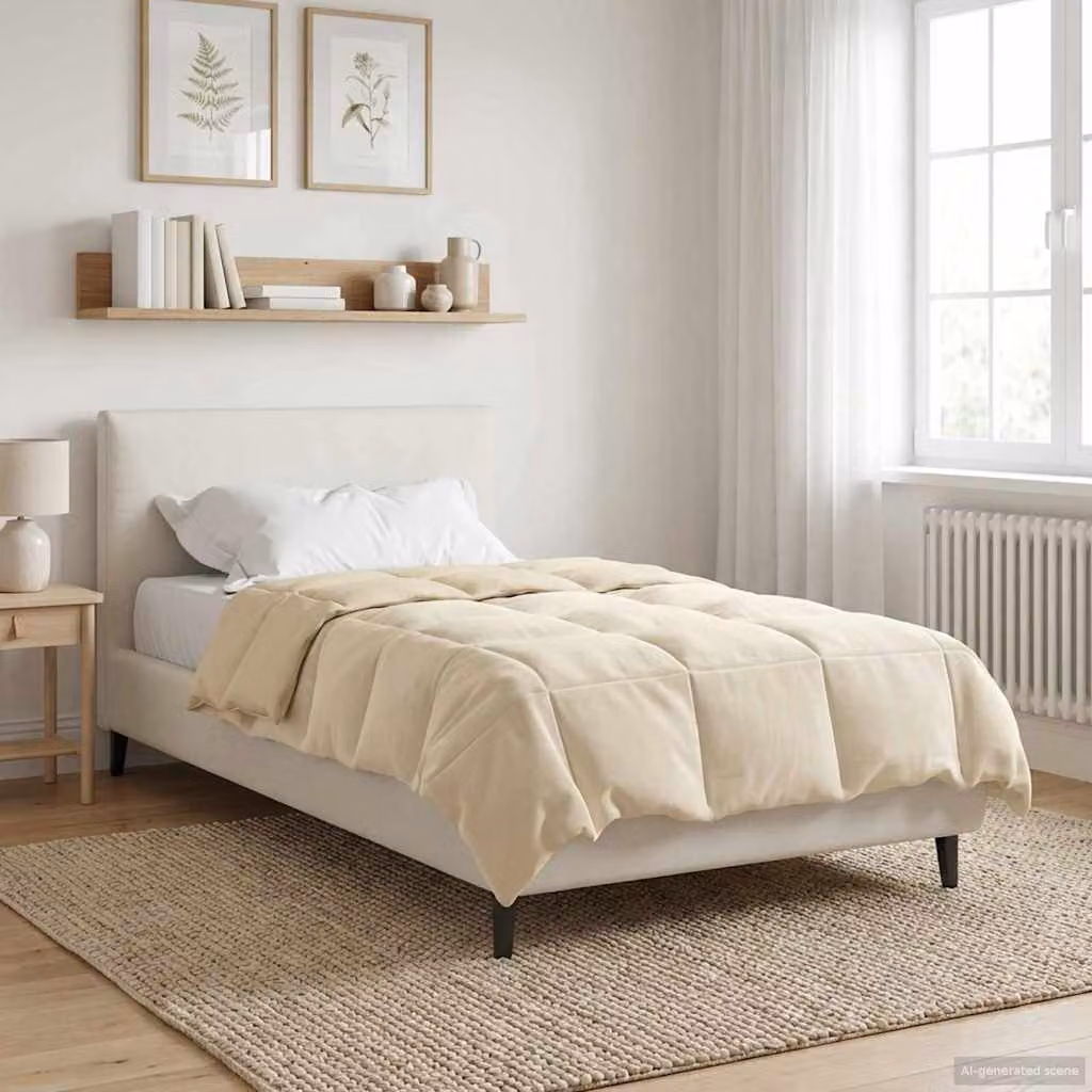 Piumino Letto Estivo vidaXL in Microfibra Traspirante e Reversibile, Beige, L/P/H: 155 x 220 cm