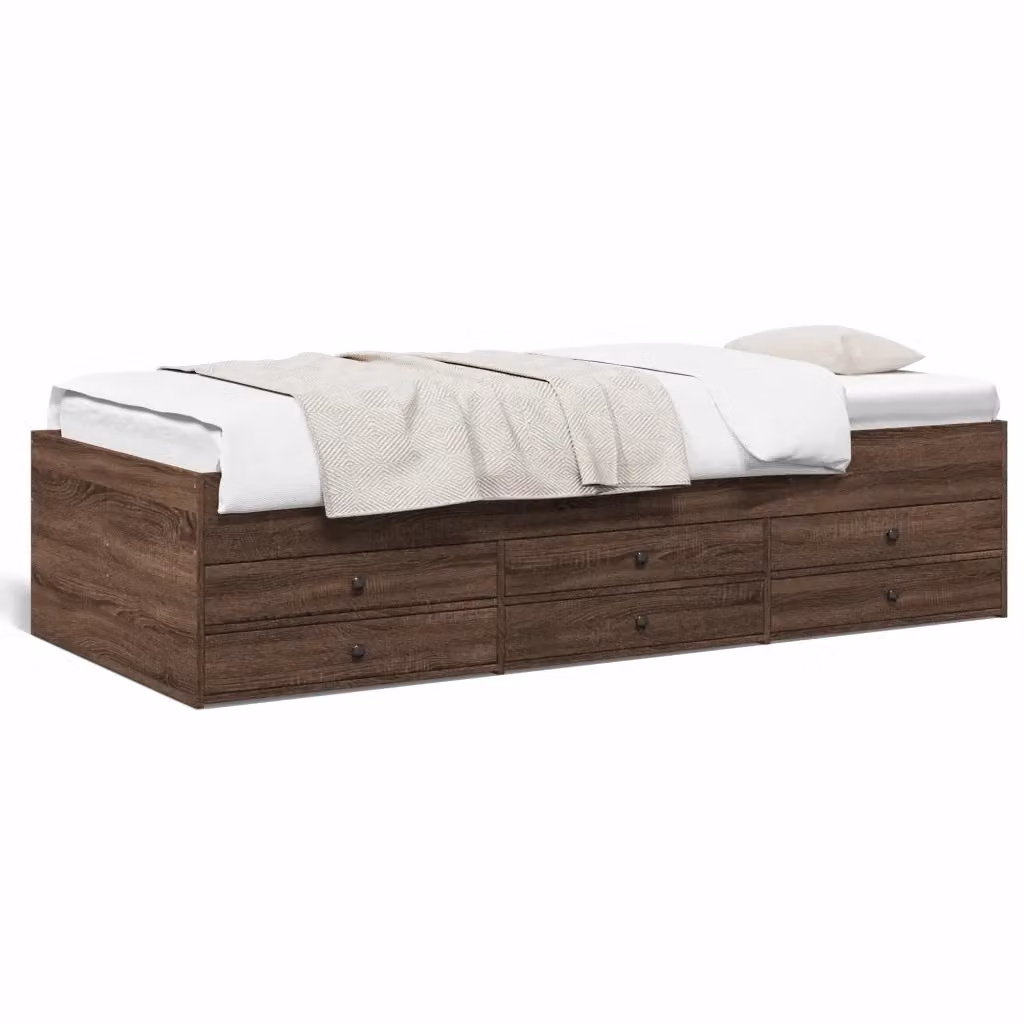 Divano Letto Moderno vidaXL con Cassetti in Legno Marrone L/P/H: 200 x 90 x 45,5 cm – 2