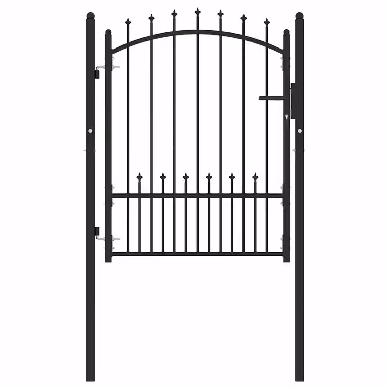 Cancello singolo per recinzione con punte EMMEN vidaXL in acciaio nero L: 104 cm, H: 109,5 cm
