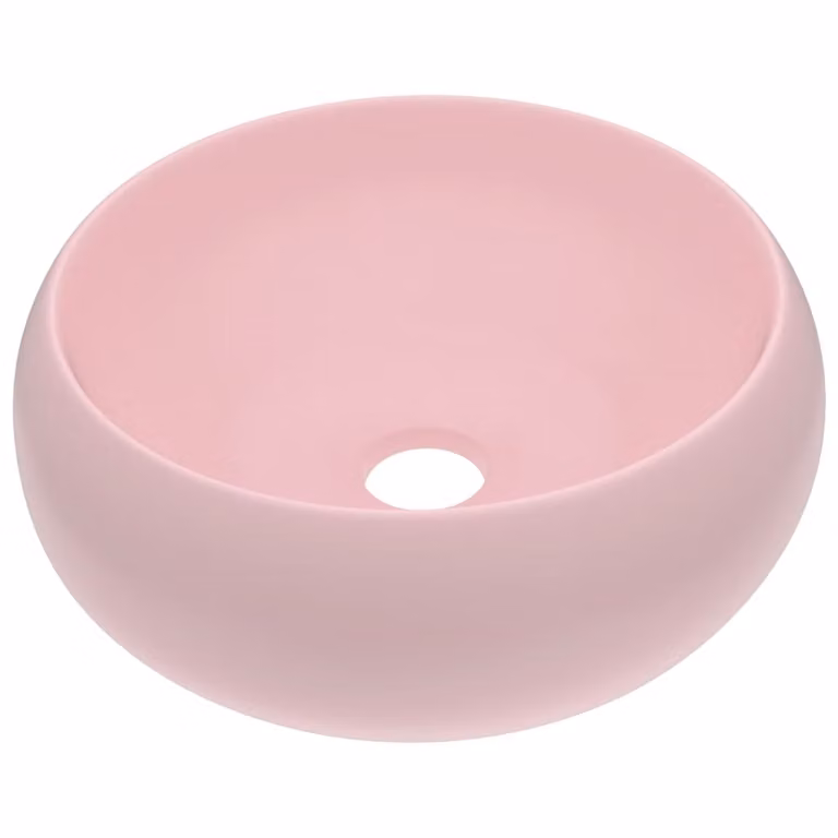 Lavandino Lusso Rotondo Rosa Opaco 40x15 cm in Vetroceramica