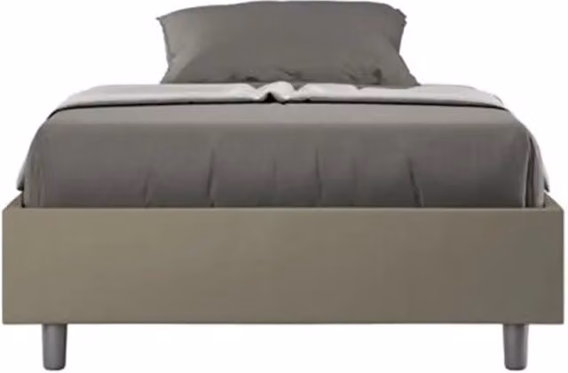 Letto una piazza e mezza contenitore imbottito 120x190 similpelle cappuccino Azelia