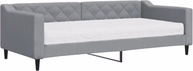 Divano letto | Sof¨¤ letto | Letto singolo con Materasso Grigio Chiaro 90x200 cm in Tessuto
