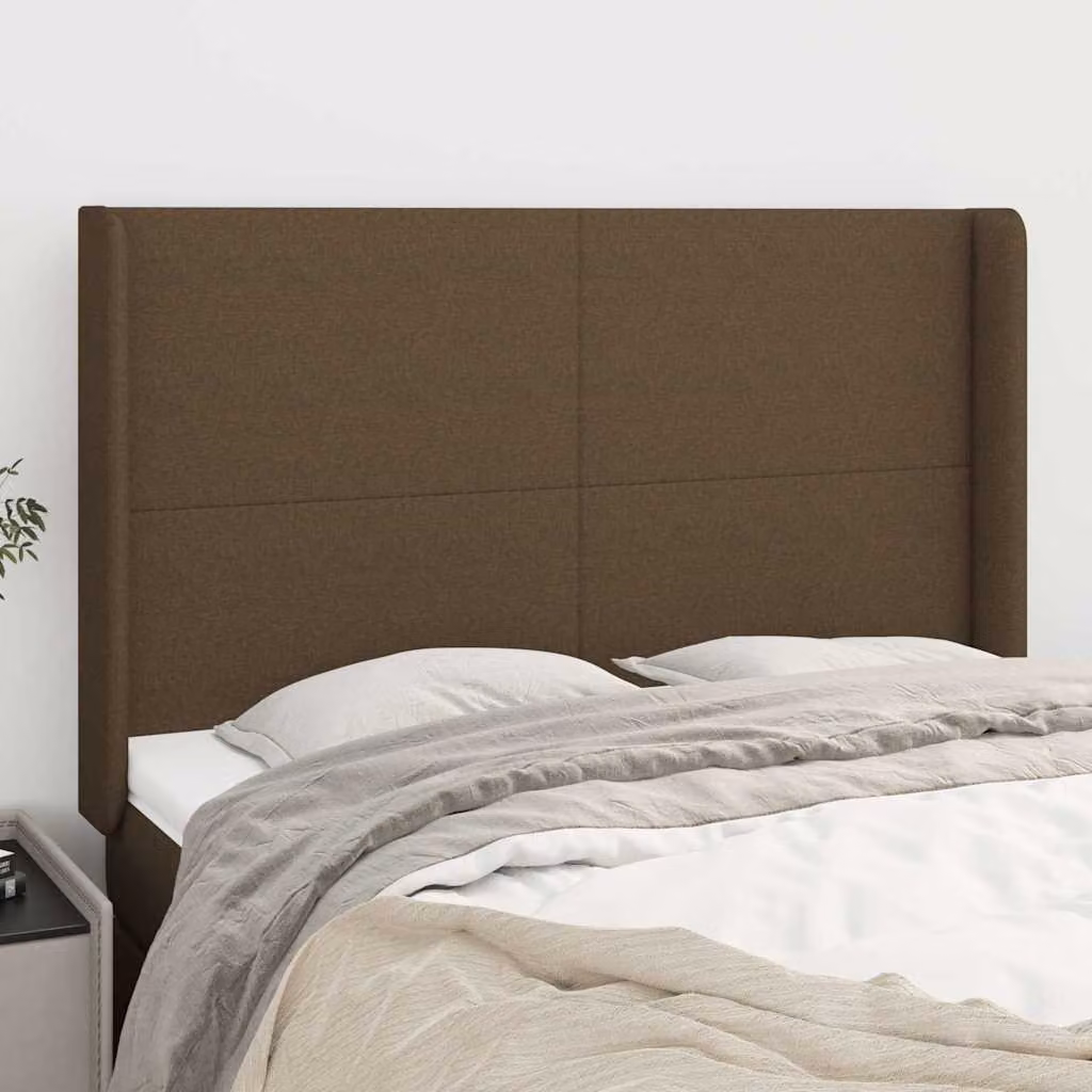 Testiera ad orecchio vidaXL in tessuto marrone scuro L: 147 cm, P: 16 cm, H: 118/128 cm