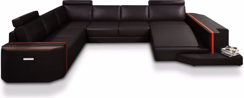 Wohnlandschaft Ledersofa Ecksofa mit USB Sofa Couch Polster Sitz Eck Garnitur