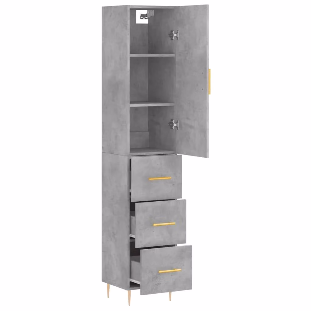 Mobile contenitore moderno con ante e ripiani per cucina o soggiorno, grigio, L/P/H: 34,5 x 34 x 180 cm – 2