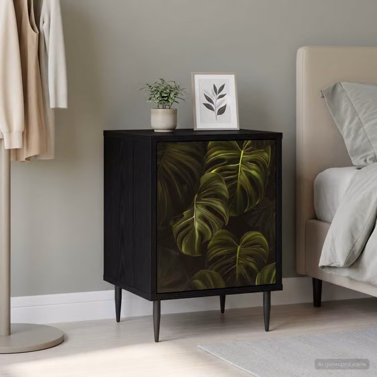 vidaXL Armadio da Notte ELBURG Rovere Nero L: 36 cm, P: 33 cm, H: 51 cm