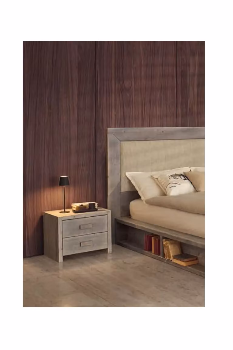 Comodino Cortina con 2 cassetti soft close in legno di abete grigio Mobili 2G L/P/H: 55 x 40 x 45 cm