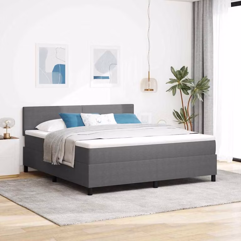 Maison Exclusive - Letto boxspring grigio chiaro e bianco 180 x 200 cm Tessuto in velluto a coste