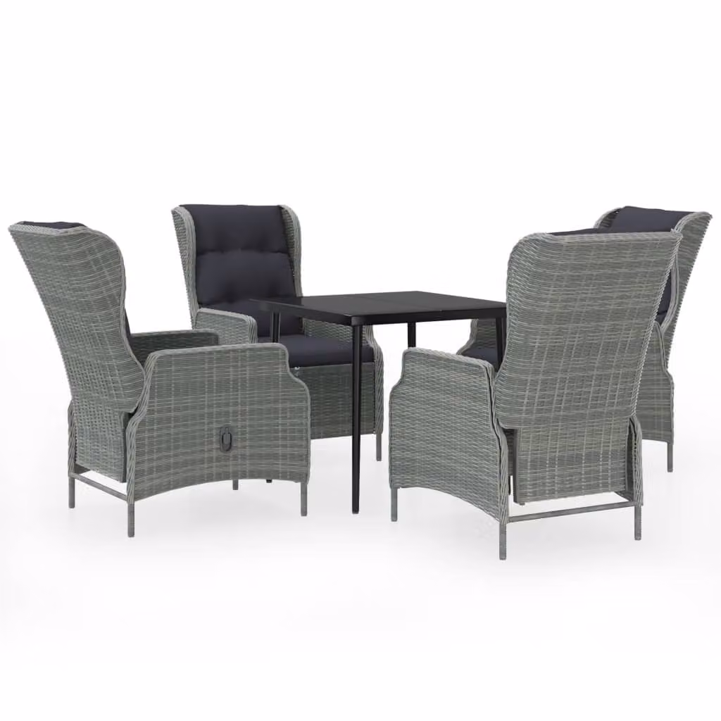 Set Mobili da Pranzo per Giardino 5 pz Grigio Chiaro