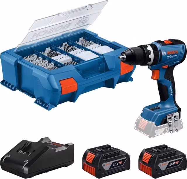 Trapano Avvitatore a Percussione Bosch GSB 18V-65 Brushless 18V con 2 Batterie da 4,0Ah Blu