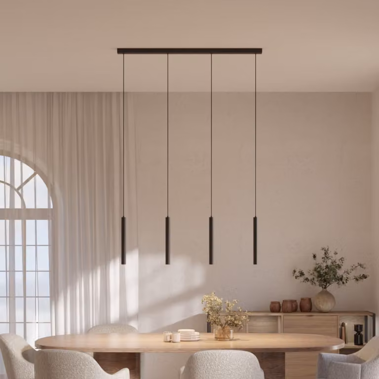 LUMIÈRE Design Lampada a Sospensione 'Learis' 3 Luci LED dimmerabile Lampadario Nero