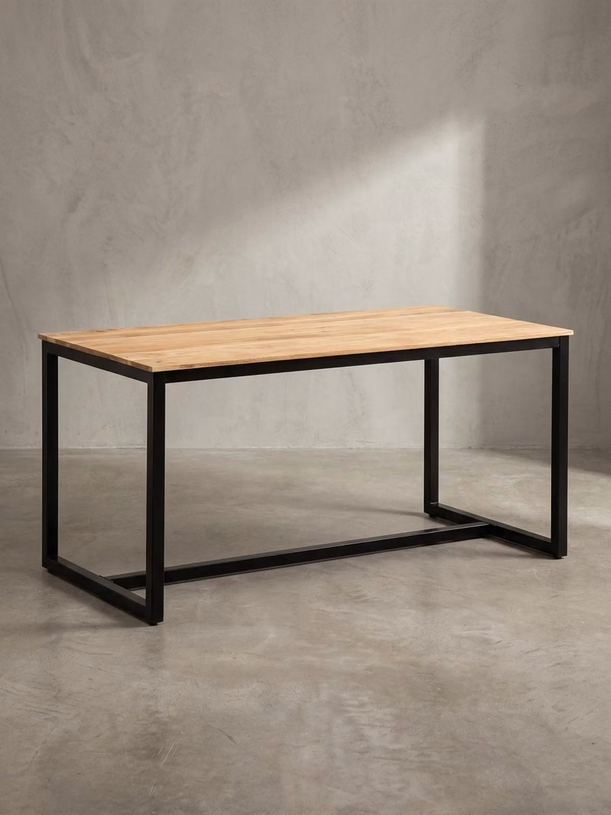 Tavolo da pranzo 120x60x76 cm in legno massello di acacia con struttura in metallo, stile loft; tavolo da cucina con gambe in metallo; tavolino industriale in legno; tavolo da pranzo rettangolare