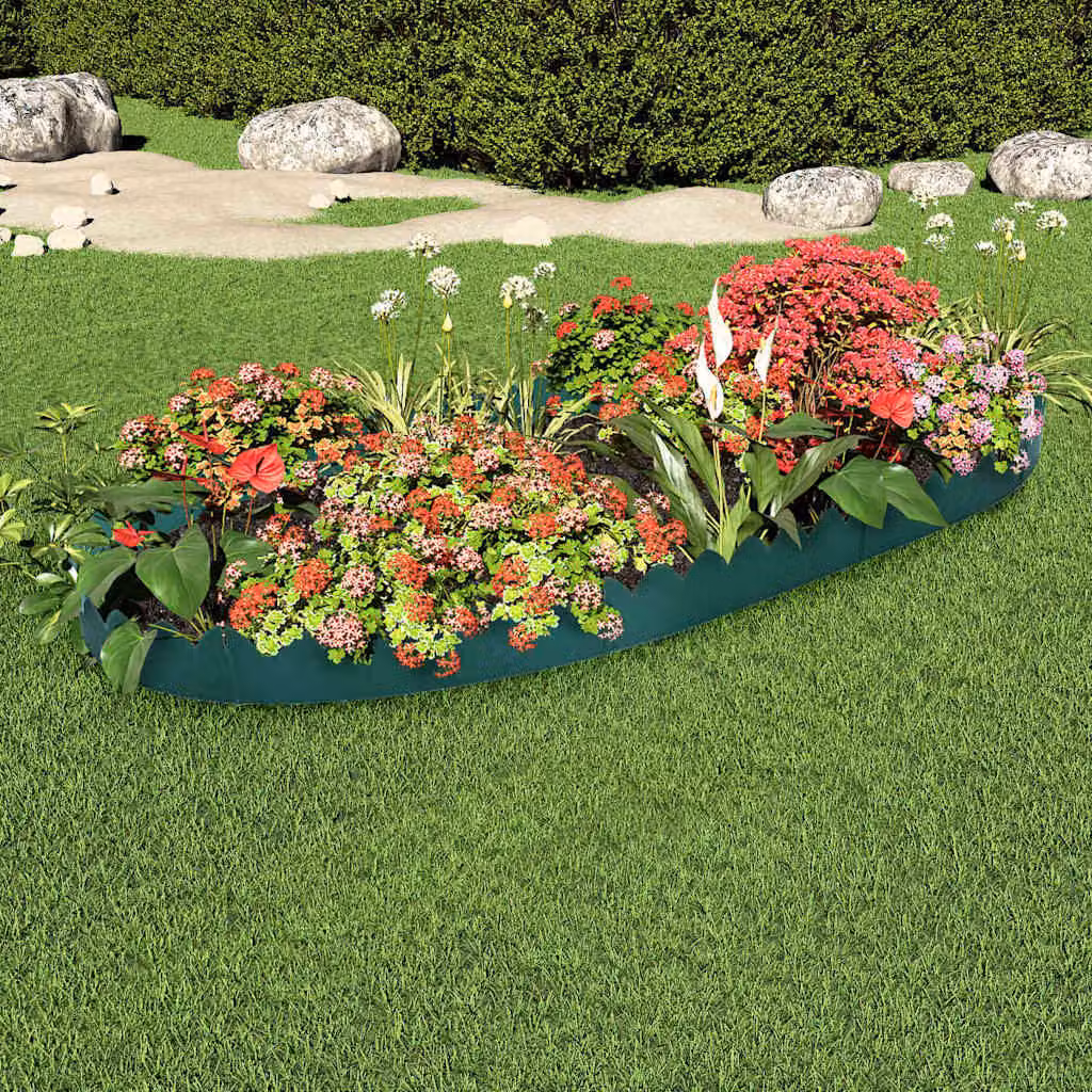 vidaXL Set di 10 bordure per prato verdi in plastica, L 65 cm x H 15 cm