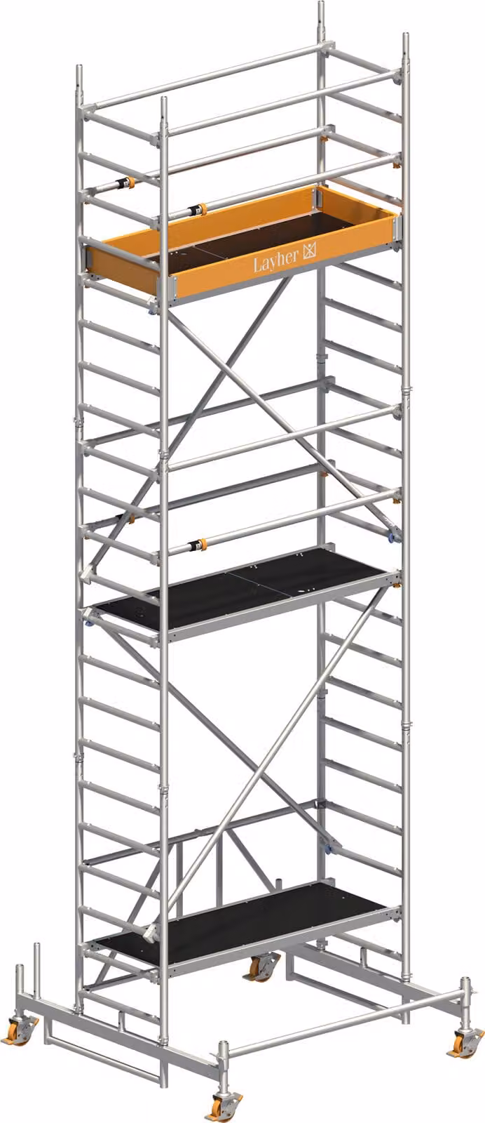 Ponteggio mobile Layher Zifa P2 con parapetto Uni Telegeländer 6,76 m AH