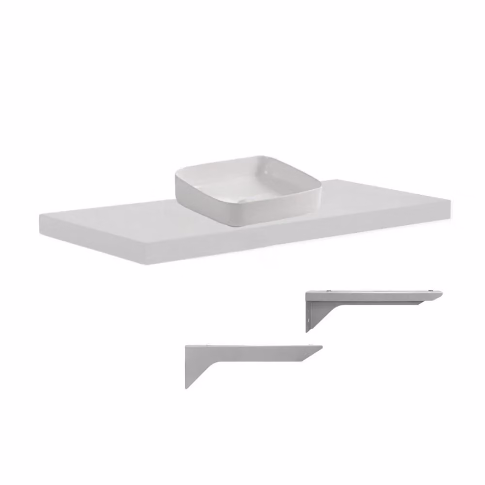 Mensolone da bagno Veriaffari con lavabo da appoggio bianco, design moderno in MDF e metallo, L: 120 cm, P: 47 cm – 2