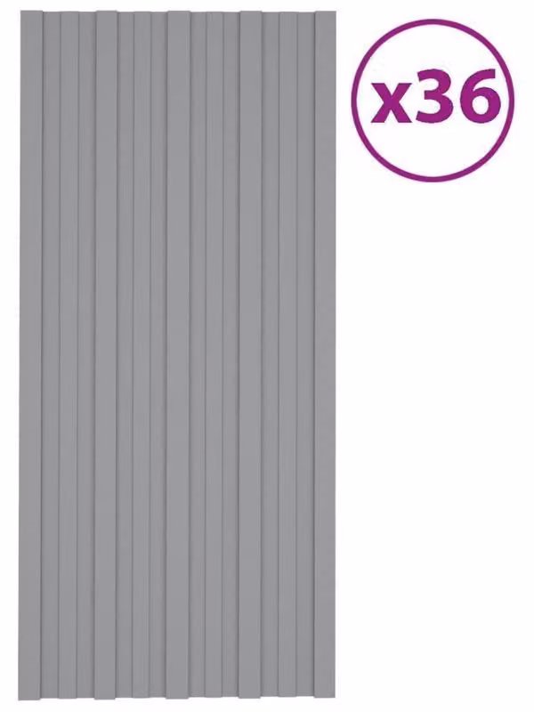 Pannelli per tettoia, 36 pezzi, dimensioni 100x45 cm, in acciaio zincato per una copertura resistente e duratura