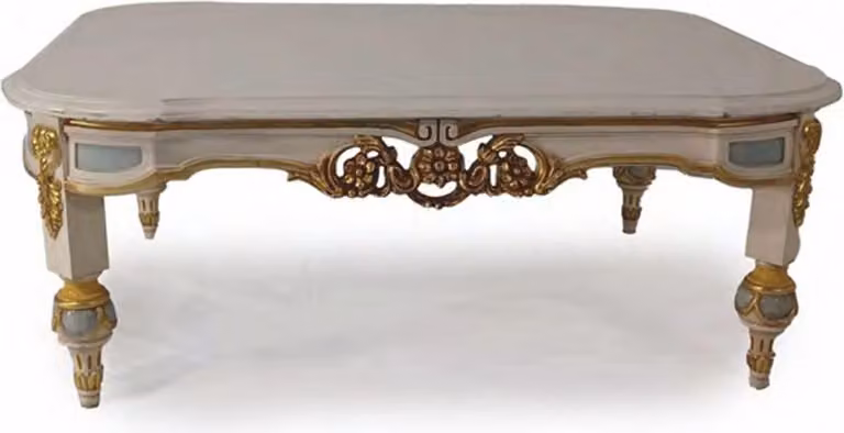 Casa Padrino Luxury Baroque Coffee Table Grigio / Azzurro / Oro 111 cm - Italy