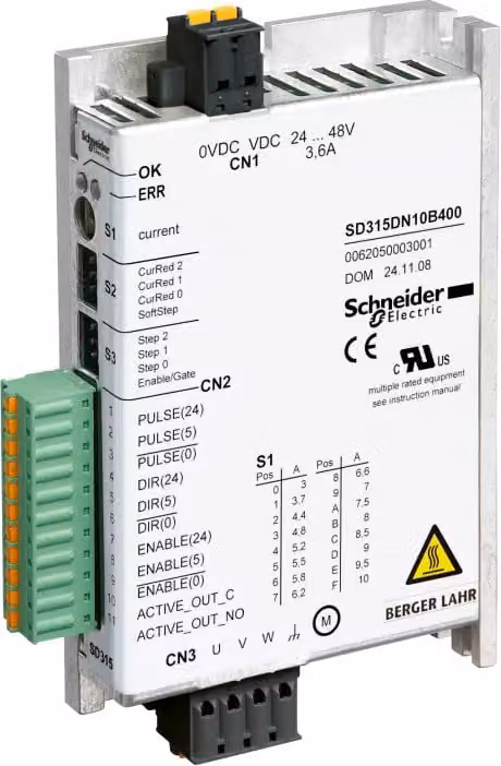 Amplificatore per motori passo-passo Schneider Electric Lexium SD315, 10 A, impulso/direzione con modalità operativa, 24-48 V CC SD315ON10B400