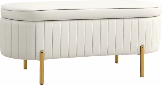 Panca contenitore in velluto XYLO color crema L: 108 cm, P: 44 cm, H: 43,5 cm