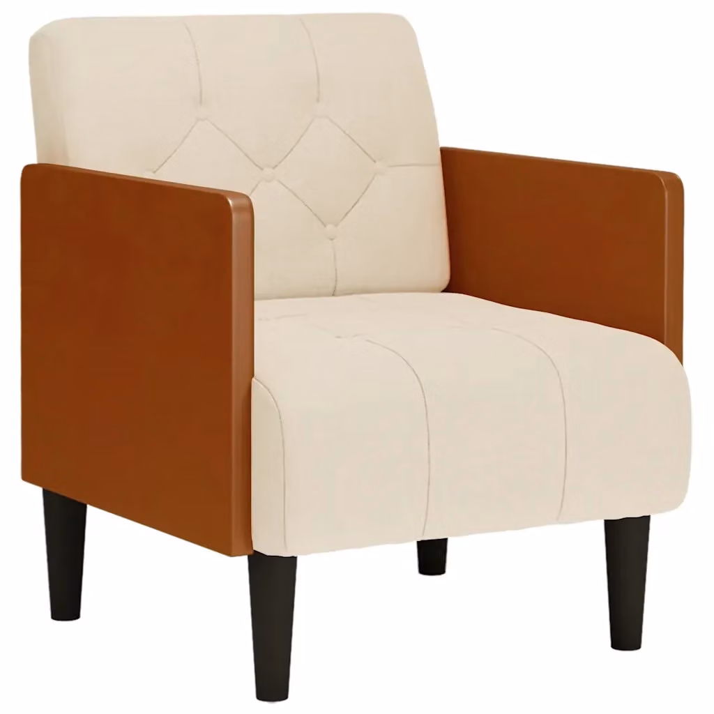 Poltrona Relax Design Mania con Braccioli in Lino Beige per Soggiorno e Camera da Letto L/P/H: 74.5 x 61.0 x 68.0 cm – 2