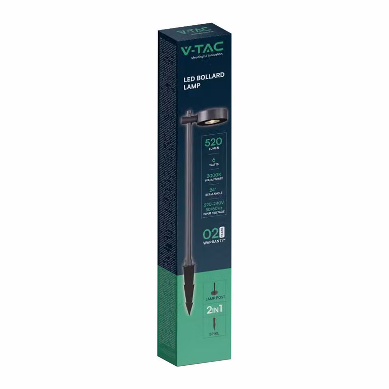 V-TAC VT-11107 Lampada led da Giardino con picchetto lampioncino viale segnapassi 6W colore nero h102cm luce 3000k IP65 sku 6838