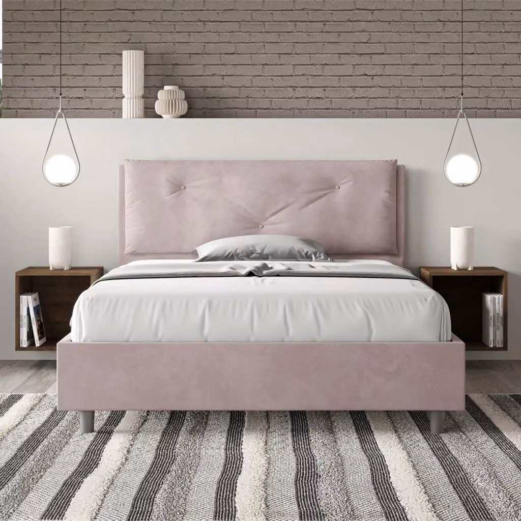 Letto Matrimoniale Francese Appia Large Glicine con Rete Imbottita in Microfibra, L/P: 140 x 200 cm – 2