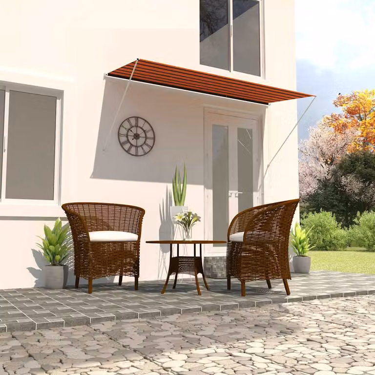 vidaXL Tenda da Sole Retrattile Manuale in Poliestere e Acciaio, Arancione e Marrone, L: 300 cm, P: 150 cm