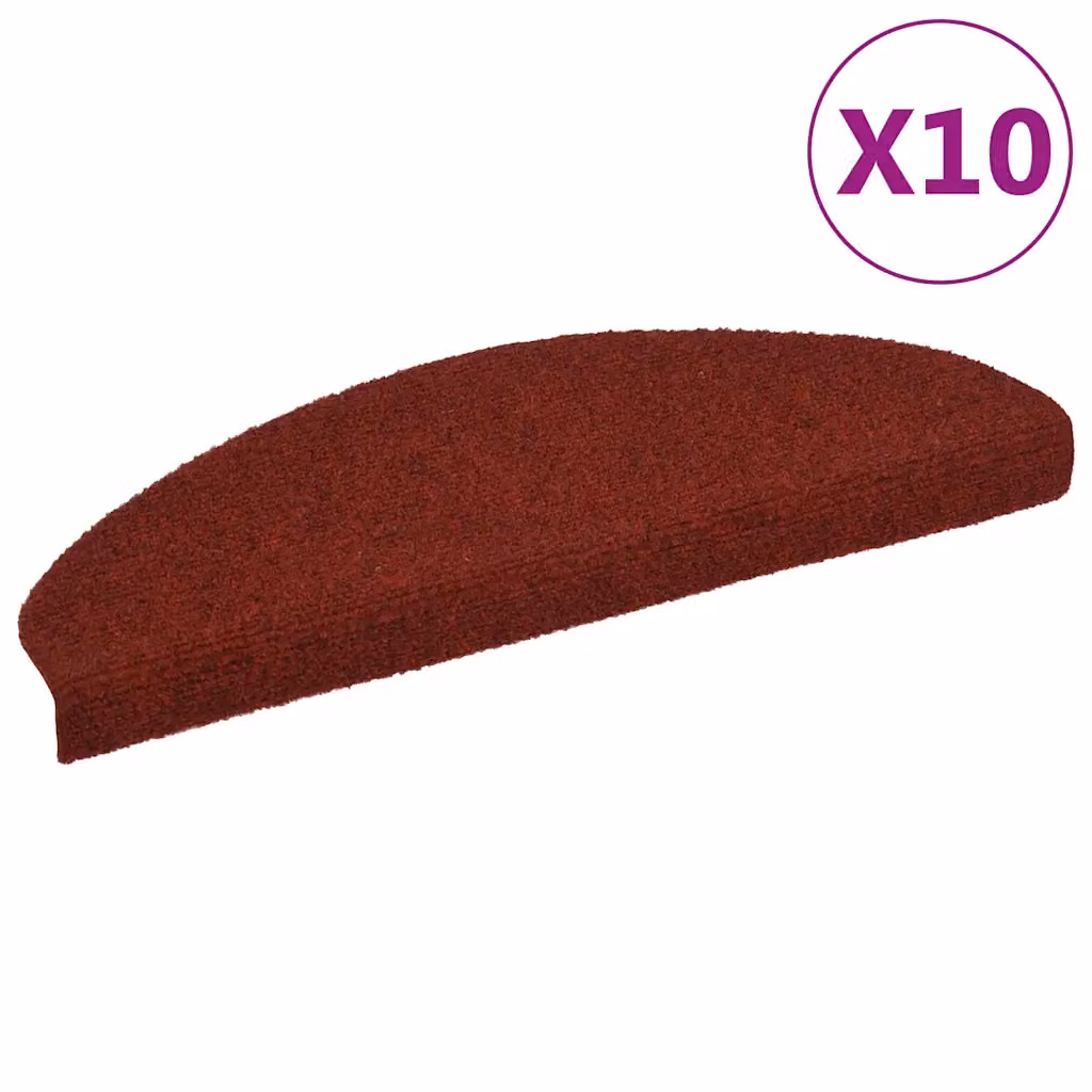 vidaXL Tappetini per scale autoadesivi 10 pz 65x21x4 cm Bordeaux Rosso