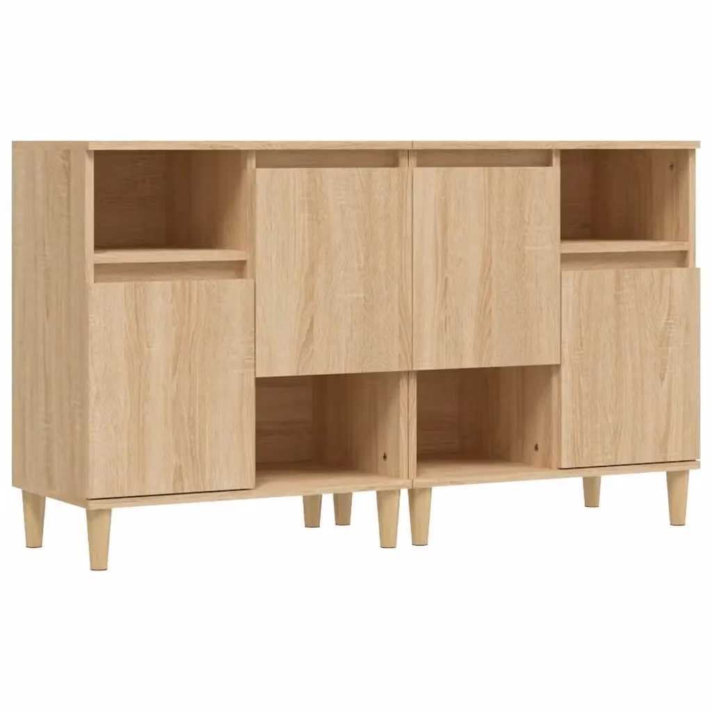 Set di 2 credenze vidaXL in legno di eucalipto color beige per sala da pranzo, modello a parete L: 60 cm, P: 35 cm, H: 70 cm – 2