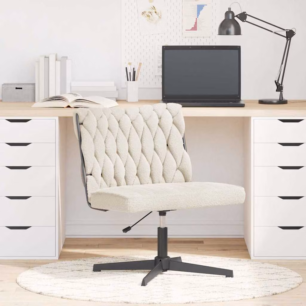 Sedia da ufficio girevole vidaXL in tessuto bouclé beige con design minimalista per casa e ufficio