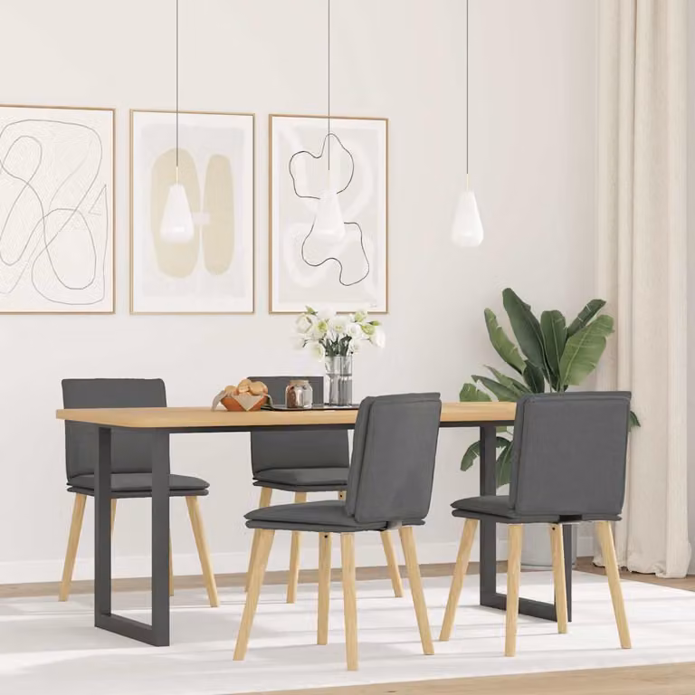 Set di 4 sedie da pranzo vidaXL in tessuto grigio con struttura in legno e metallo per soggiorno o cucina