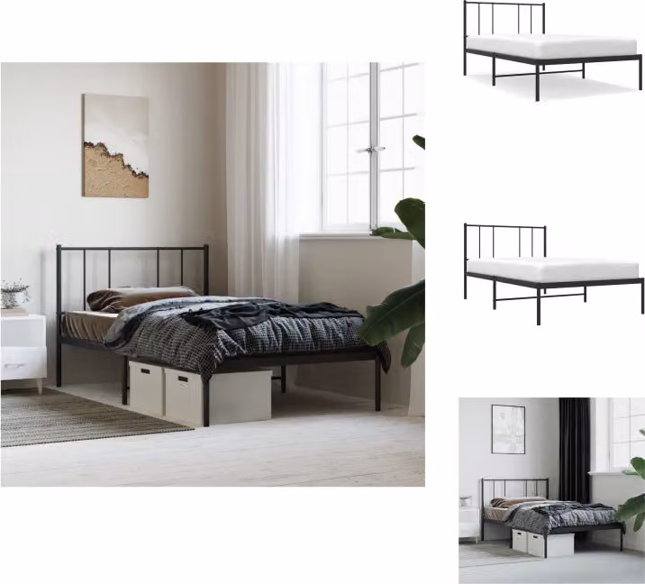 vidaXL Struttura letto con testiera in metallo nero 100x200 cm - Letti e strutture letto