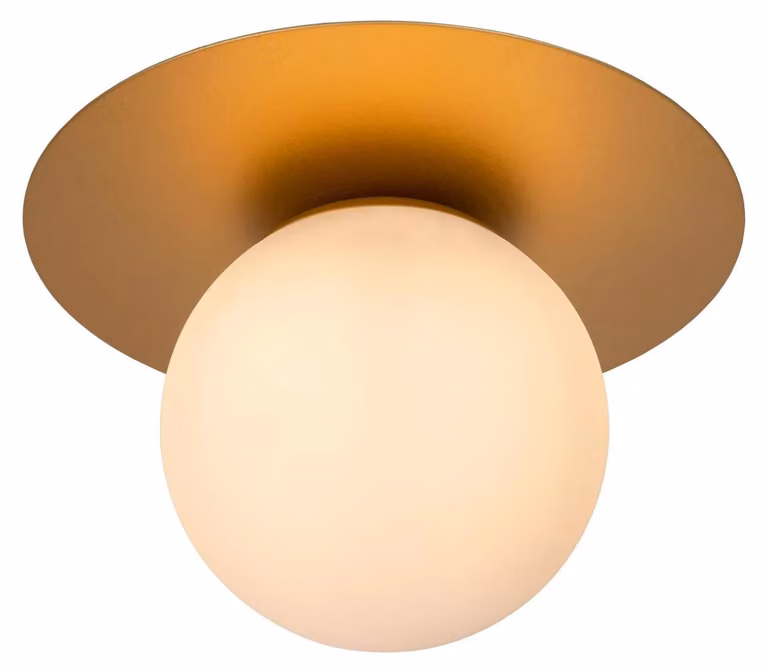 Lampada da soffitto TRICIA oro-tonalità dell'oro-bianco opalino 1xE27x15W vetro dim.: 17,5x25x25 cm IP20 Lucide