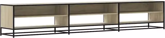Mobile porta TV in stile industriale con ampio spazio contenitivo 270 x 40 x 46 cm realizzato in legno composito di rovere Sonoma 02_0055623