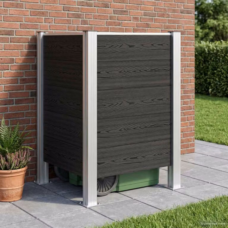 Recinzione contenitore per rifiuti vidaXL in WPC e alluminio, Grigio, L 85 cm x P 85 cm x H 115 cm