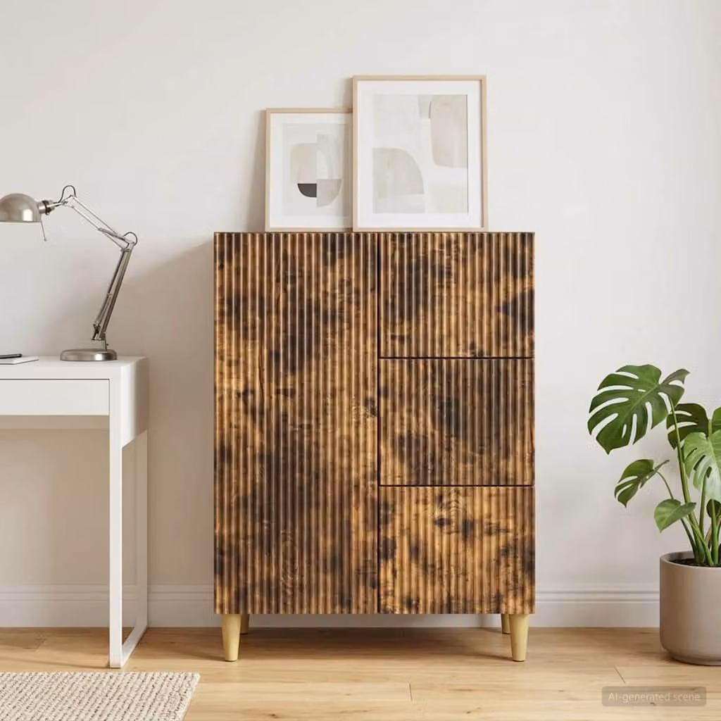 Credenza moderna vidaXL in legno ingegnerizzato color rovere fumo, L: 66 cm, P: 34,5 cm, H: 90 cm